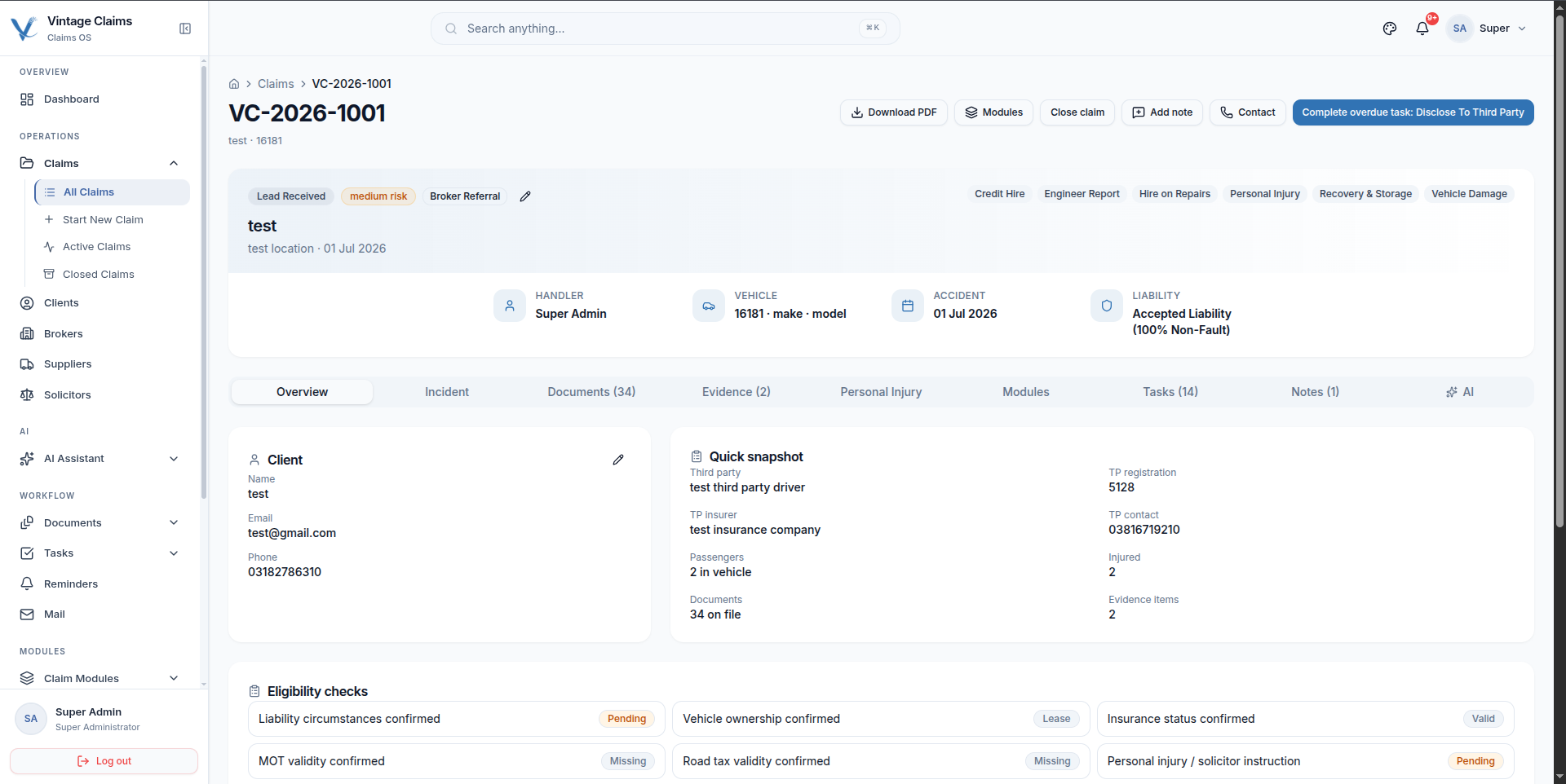 UK Claims CRM
