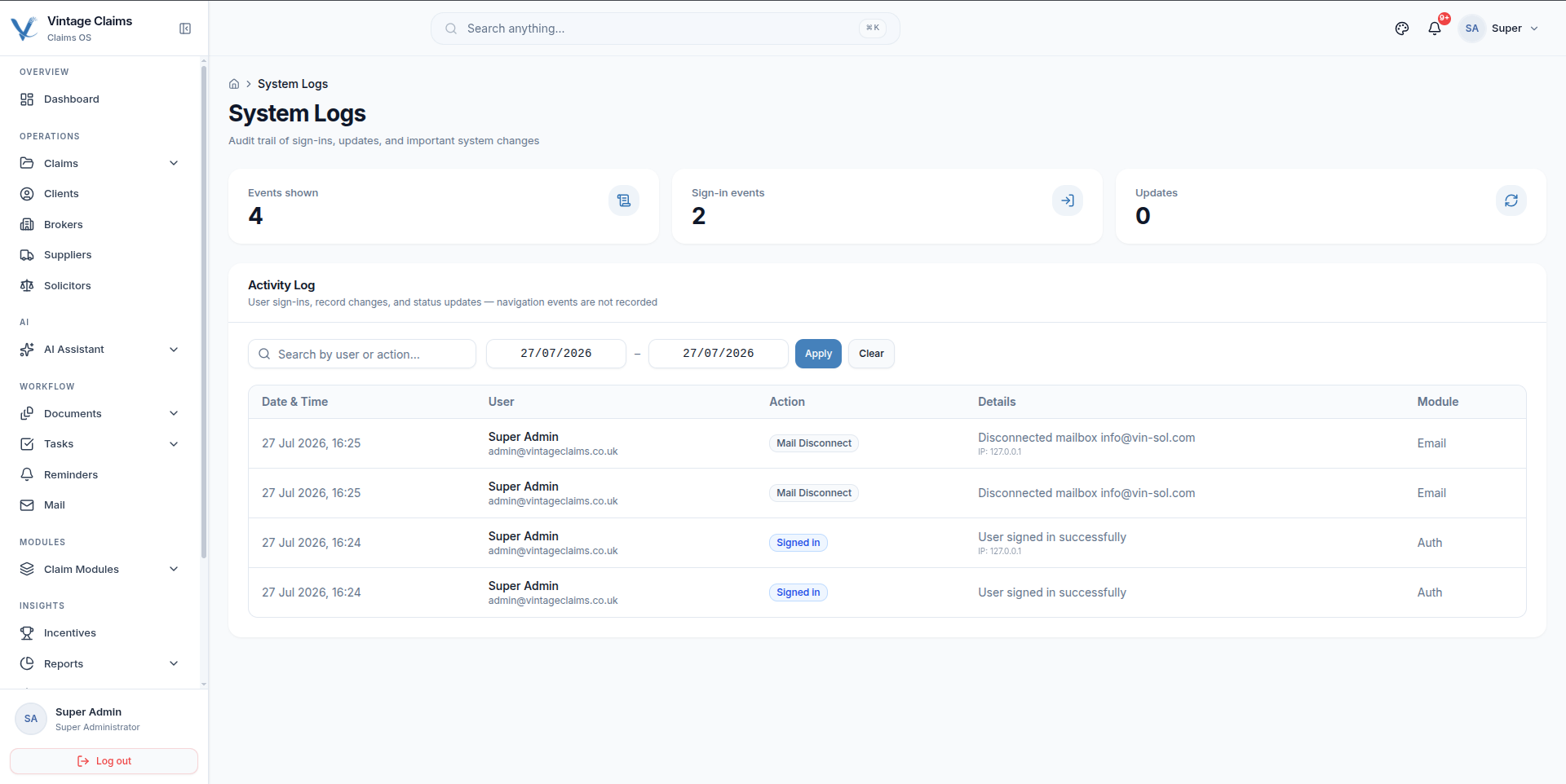 UK Claims CRM