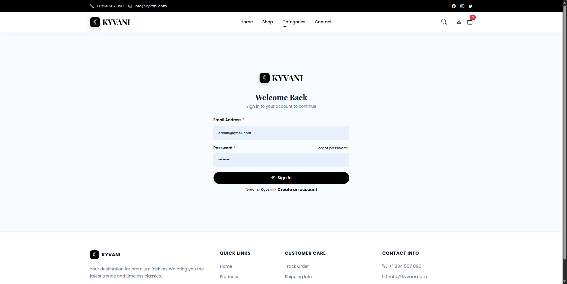 Kyvani E-Commerce